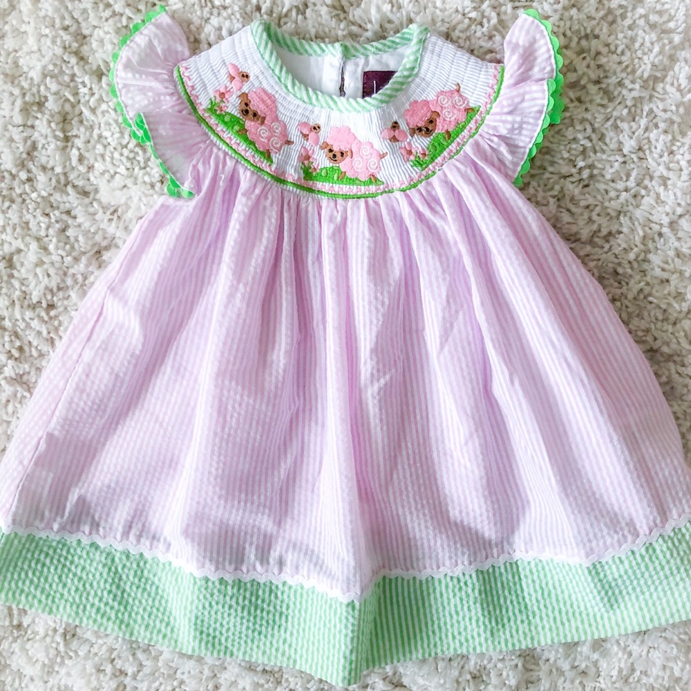 Smocked Dress with Sheep